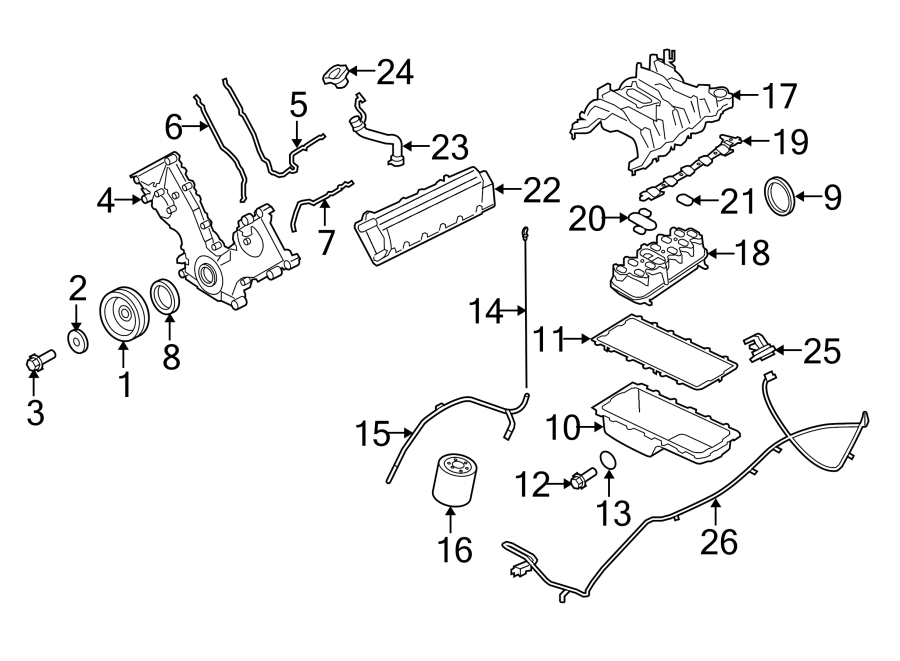 Diagram ENGINE PARTS. for your 2015 Lincoln MKZ Black Label Sedan  