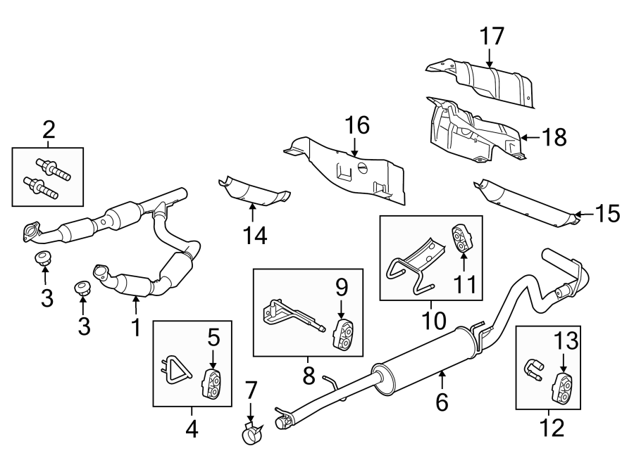 Diagram EXHAUST SYSTEM. EXHAUST COMPONENTS. for your 2019 Ford E-350 Super Duty   