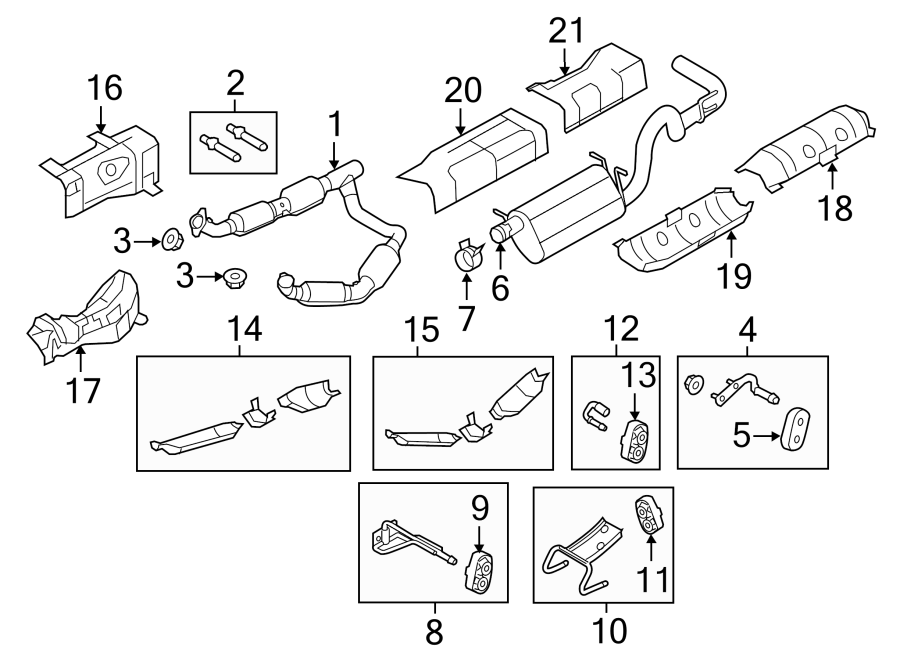 Diagram EXHAUST SYSTEM. EXHAUST COMPONENTS. for your 2013 Lincoln MKZ Hybrid Sedan  