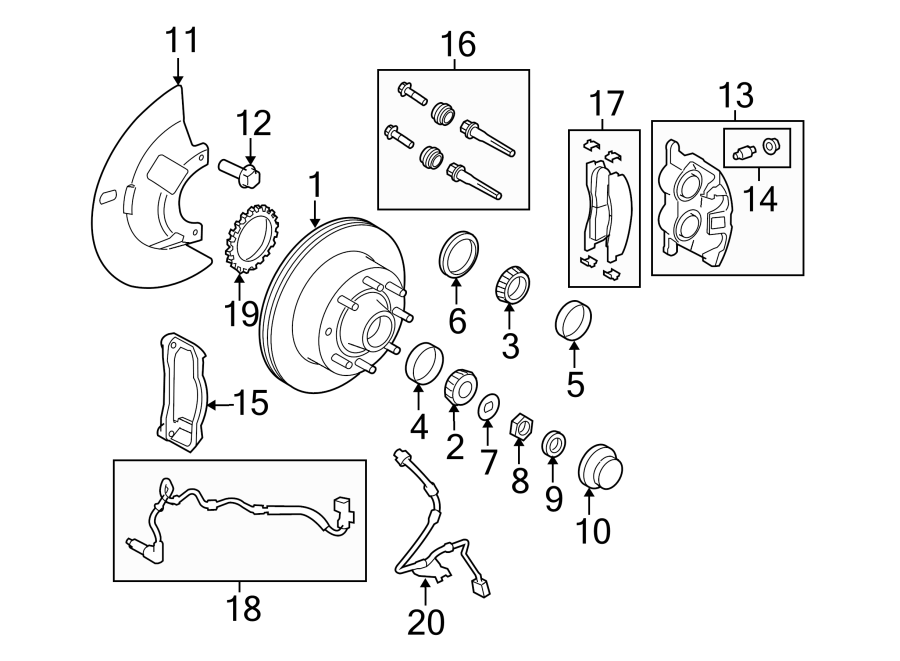 Diagram FRONT SUSPENSION. BRAKE COMPONENTS. for your 2004 Ford F-150  FX4 Crew Cab Pickup Stepside 