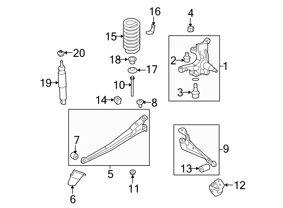 Diagram FRONT SUSPENSION. SUSPENSION COMPONENTS. for your 2007 Ford F-150 4.6L Triton V8 A/T 4WD XL Standard Cab Pickup Fleetside 