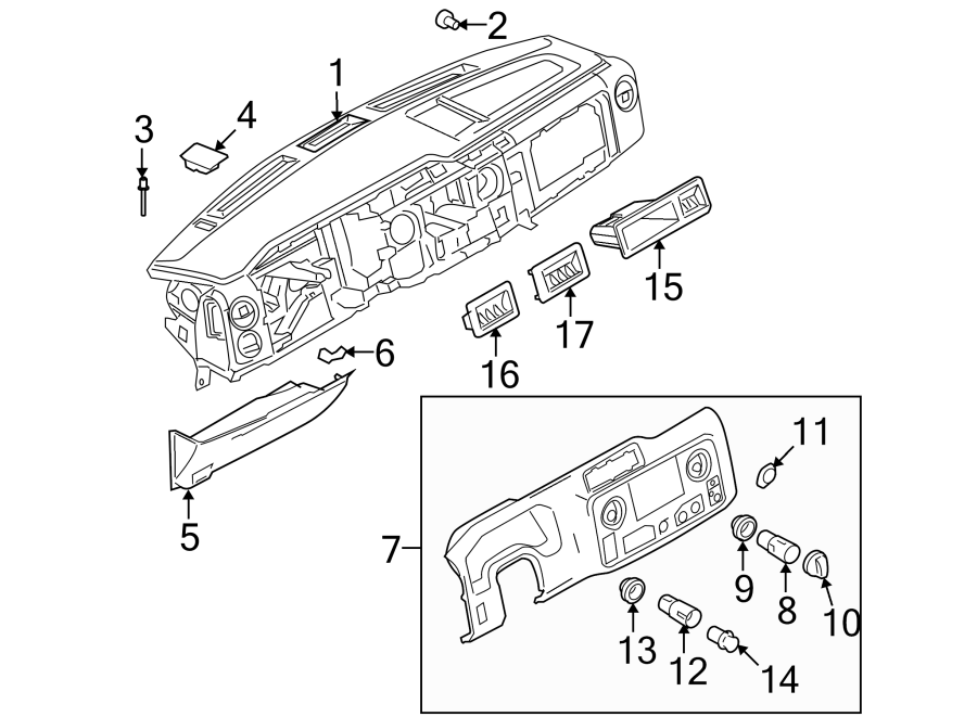 Diagram INSTRUMENT PANEL COMPONENTS. for your 2015 Lincoln MKZ Base Sedan  