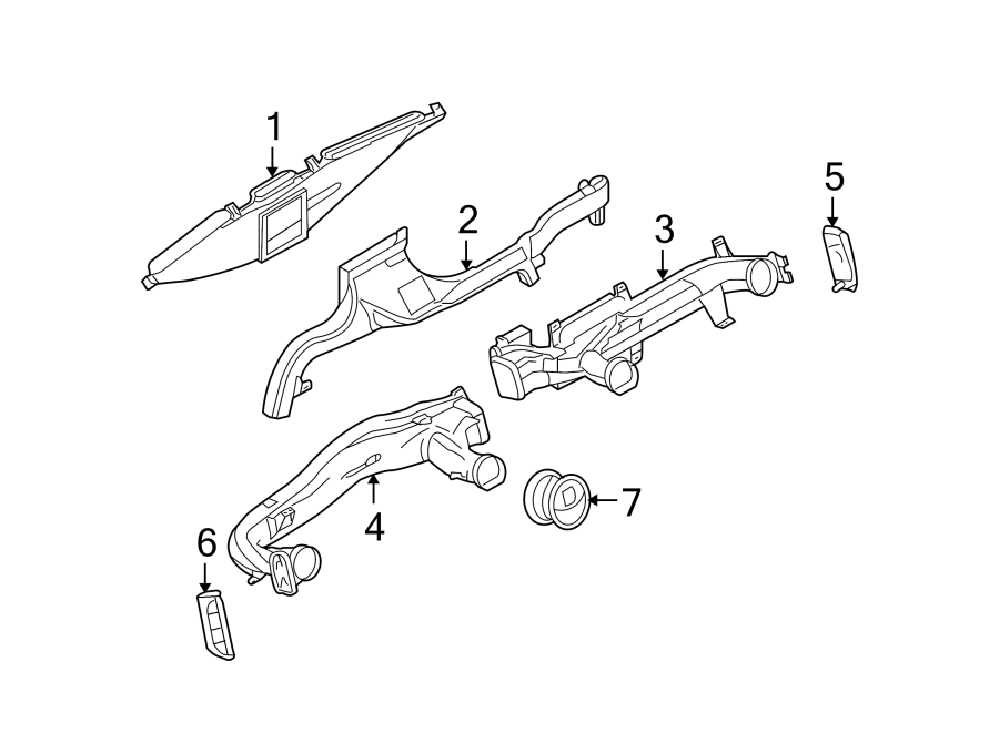 Diagram INSTRUMENT PANEL. DUCTS & LOUVER. for your Ford F-150  