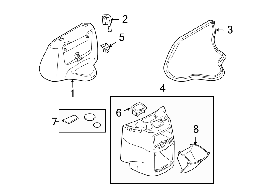 Diagram ENGINE COVER & CONSOLE. COVER & COMPONENTS. for your 2004 Ford E-350 Super Duty   