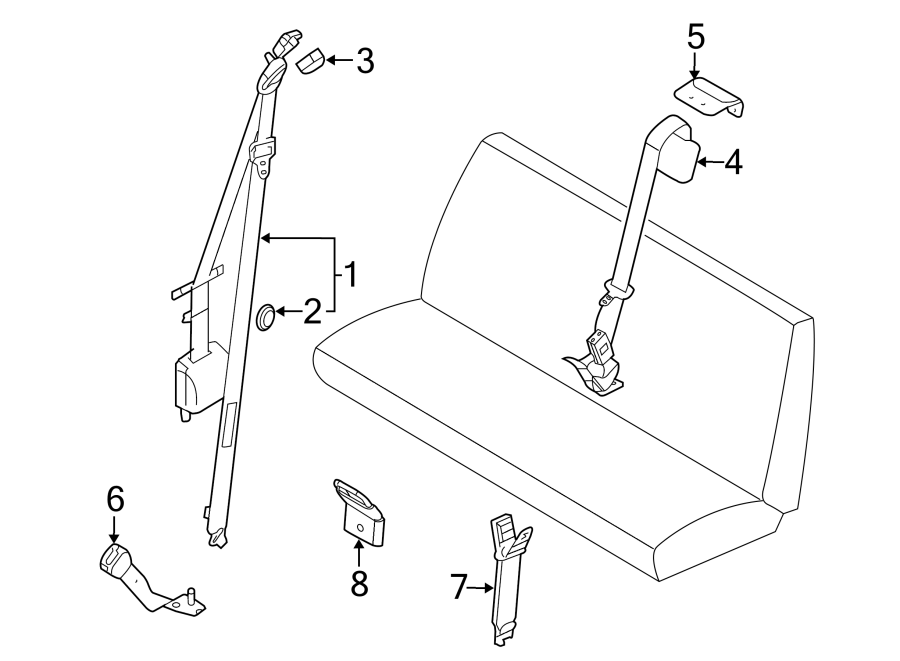 Diagram RESTRAINT SYSTEMS. THIRD ROW SEAT BELTS. for your 2010 Ford F-350 Super Duty   