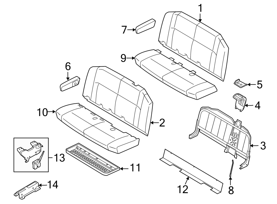 Diagram SEATS & TRACKS. SECOND ROW SEATS. for your Ford E-350 Super Duty  