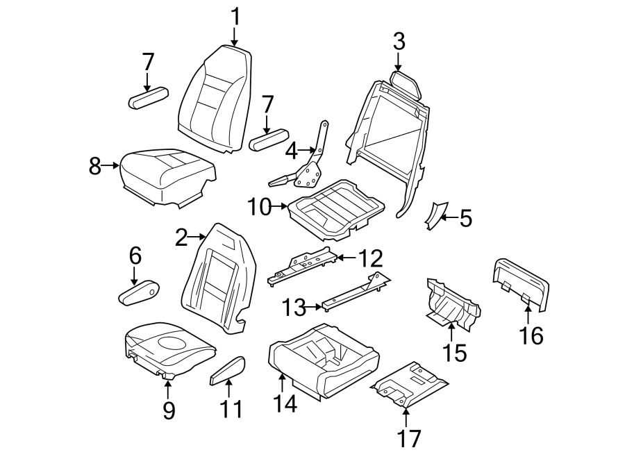Diagram SEATS & TRACKS. SECOND ROW SEATS. for your Ford