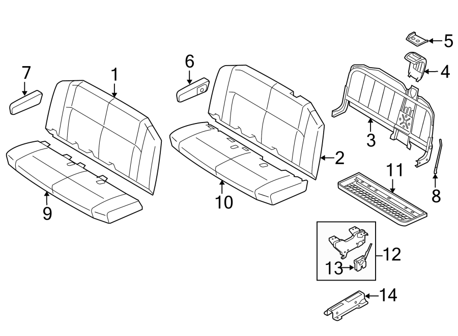 Diagram SEATS & TRACKS. REAR SEAT COMPONENTS. for your Ford E-350 Super Duty  