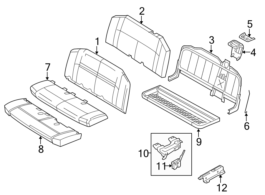 Ford E-150 Seat Frame (right, Rear). 3rd Row Bench Seat - 8c2z1663160f 