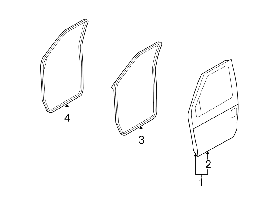 Diagram FRONT DOOR. DOOR & COMPONENTS. for your 1990 Ford E-150 Econoline Club Wagon   