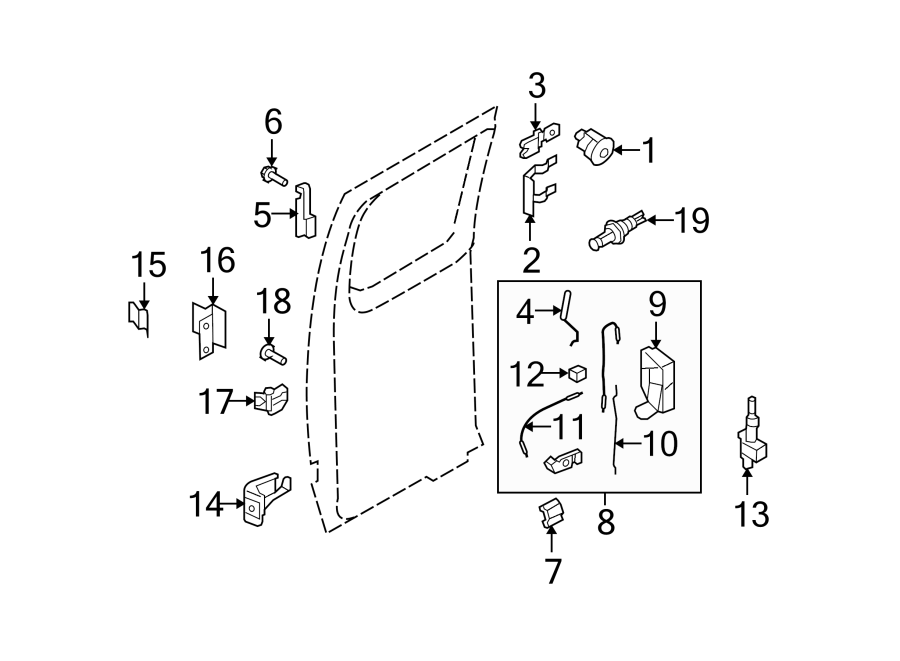 Diagram SIDE LOADING DOOR. HARDWARE. for your 2003 Ford E-350 Super Duty   