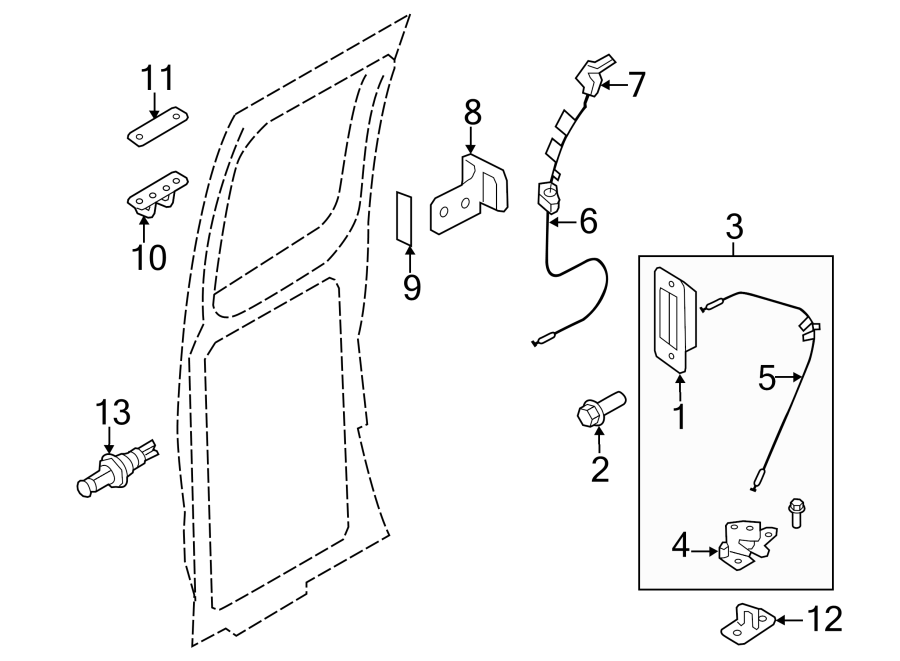 Diagram SIDE LOADING DOOR. HARDWARE. for your 2009 Ford E-350 Super Duty   