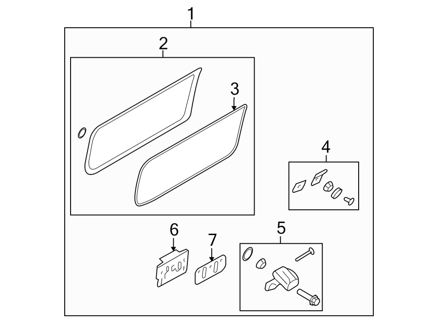 Diagram SIDE LOADING DOOR. GLASS & HARDWARE. for your 2013 Ford E-250   