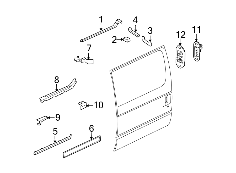 Diagram SIDE LOADING DOOR. DOOR HARDWARE. for your Ford E-150  