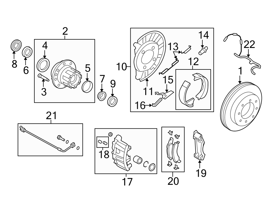 REAR SUSPENSION. BRAKE COMPONENTS. Diagram