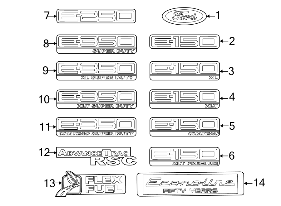 Diagram BACK DOOR. EXTERIOR TRIM. for your 2011 Ford F-150  STX Extended Cab Pickup Fleetside 