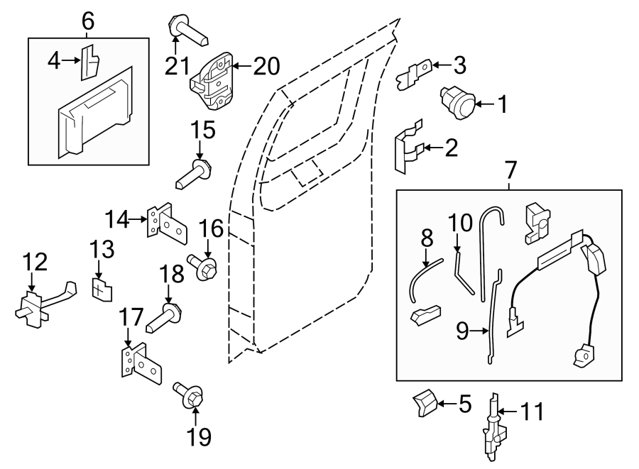 Diagram BACK DOOR. LOCK & HARDWARE. for your 2019 Ford E-350 Super Duty   