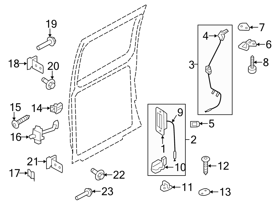 Diagram Back door. Lock & hardware. for your Ford E-350 Super Duty  