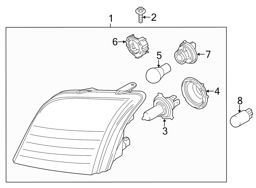 Diagram FRONT LAMPS. HEADLAMP COMPONENTS. for your Ford