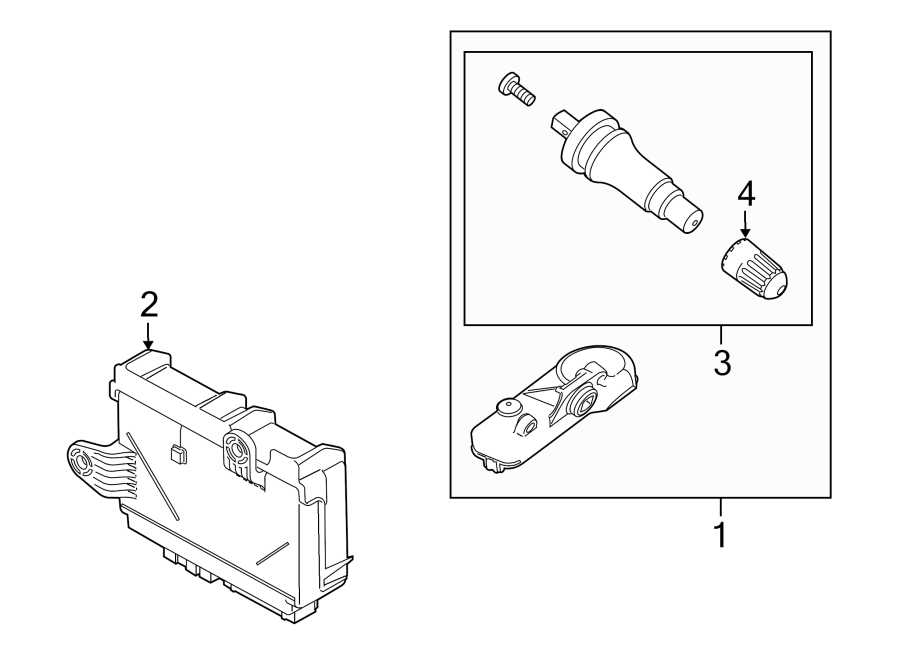 Diagram TIRE PRESSURE MONITOR COMPONENTS. for your Ford Transit Connect  