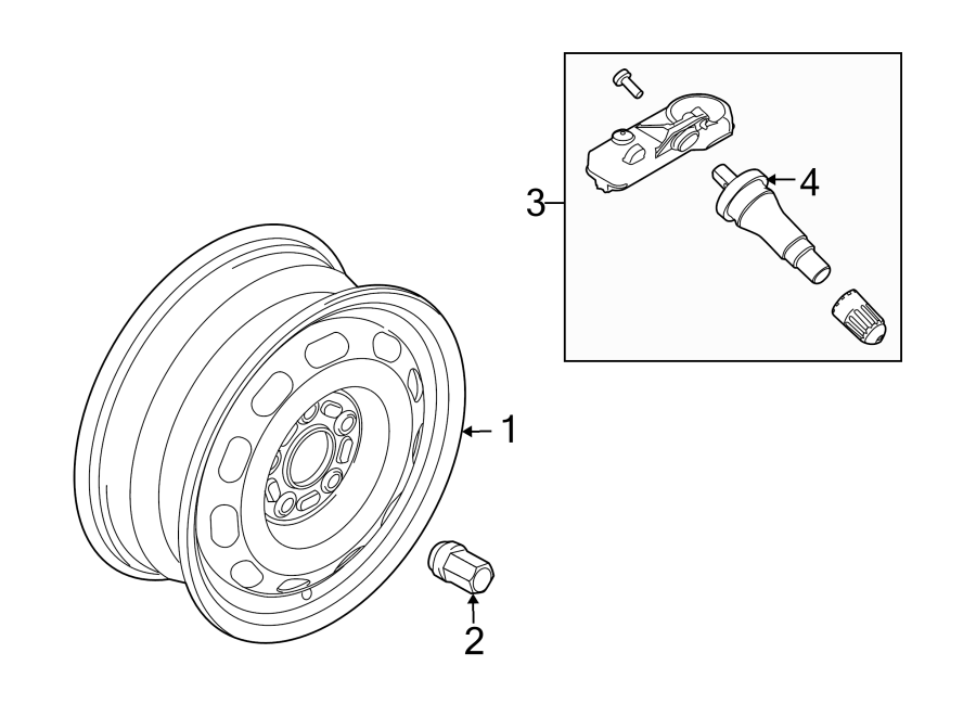 Diagram WHEELS. for your 2024 Ford Transit-350 3.5L EcoBoost V6 A/T AWD PTV Extended Cargo Van 