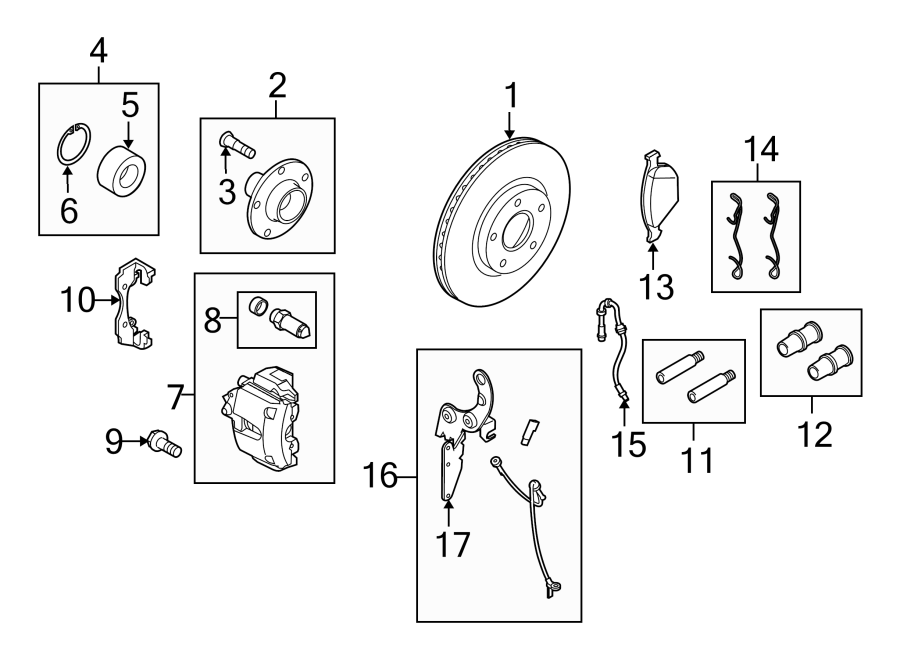 Diagram FRONT SUSPENSION. BRAKE COMPONENTS. for your 2011 Ford F-150   