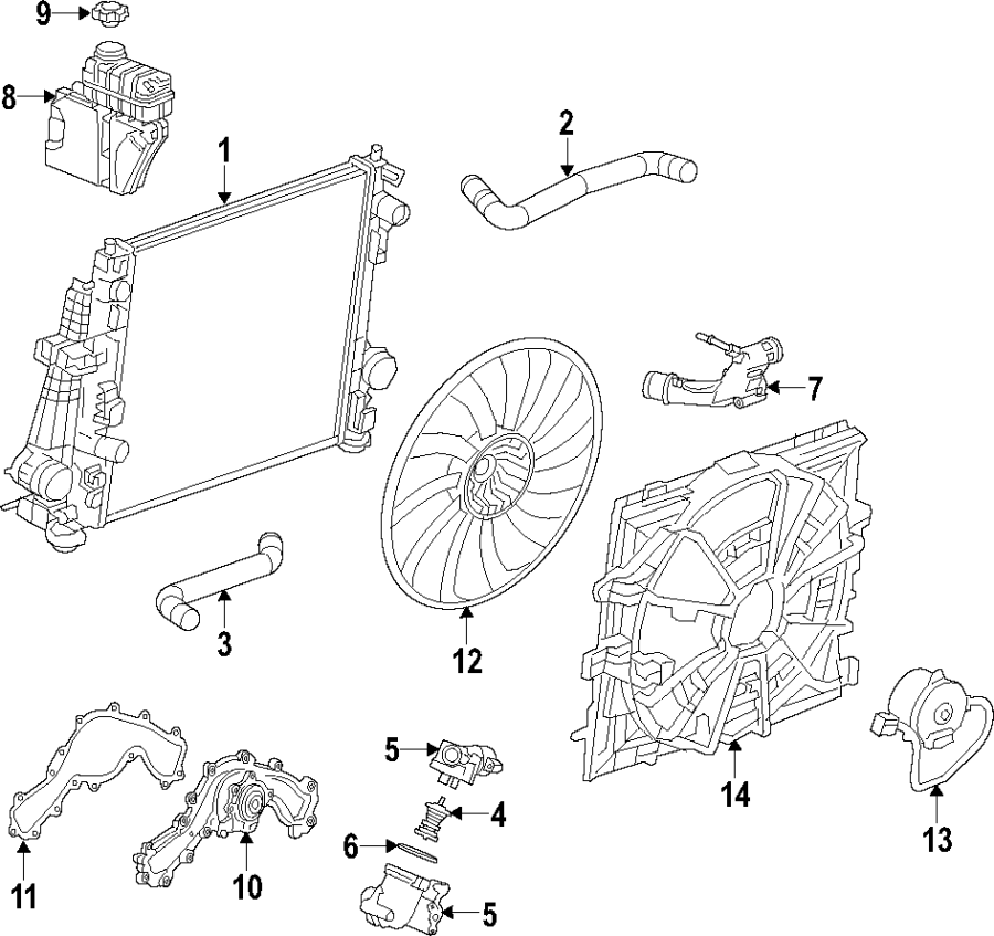 Diagram COOLING SYSTEM. COOLING FAN. RADIATOR. WATER PUMP. for your 2016 Buick LaCrosse   