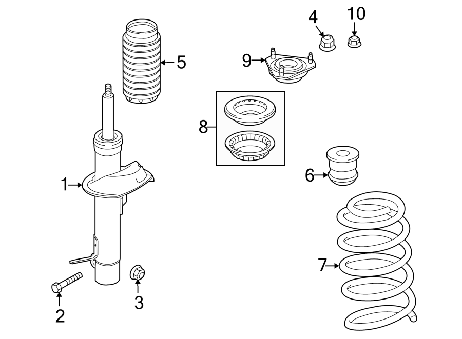 Diagram FRONT SUSPENSION. STRUTS & COMPONENTS. for your Ford Transit Connect  