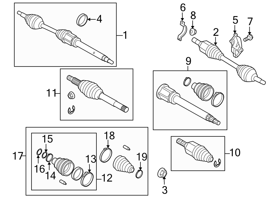 Diagram Front suspension. Drive axles. for your 2015 Lincoln MKZ Hybrid Sedan  