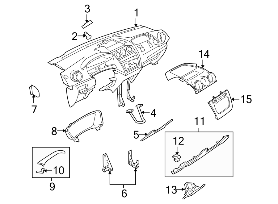Diagram INSTRUMENT PANEL COMPONENTS. for your 2019 Ford F-350 Super Duty  XLT Extended Cab Pickup Fleetside 