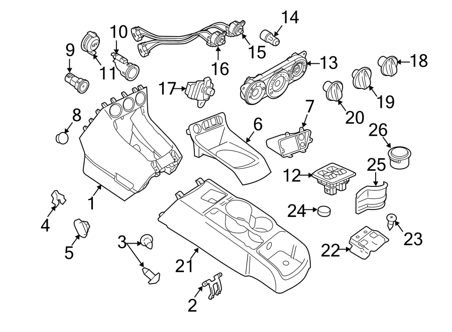 Diagram CENTER CONSOLE. for your 2015 Lincoln MKZ Base Sedan  