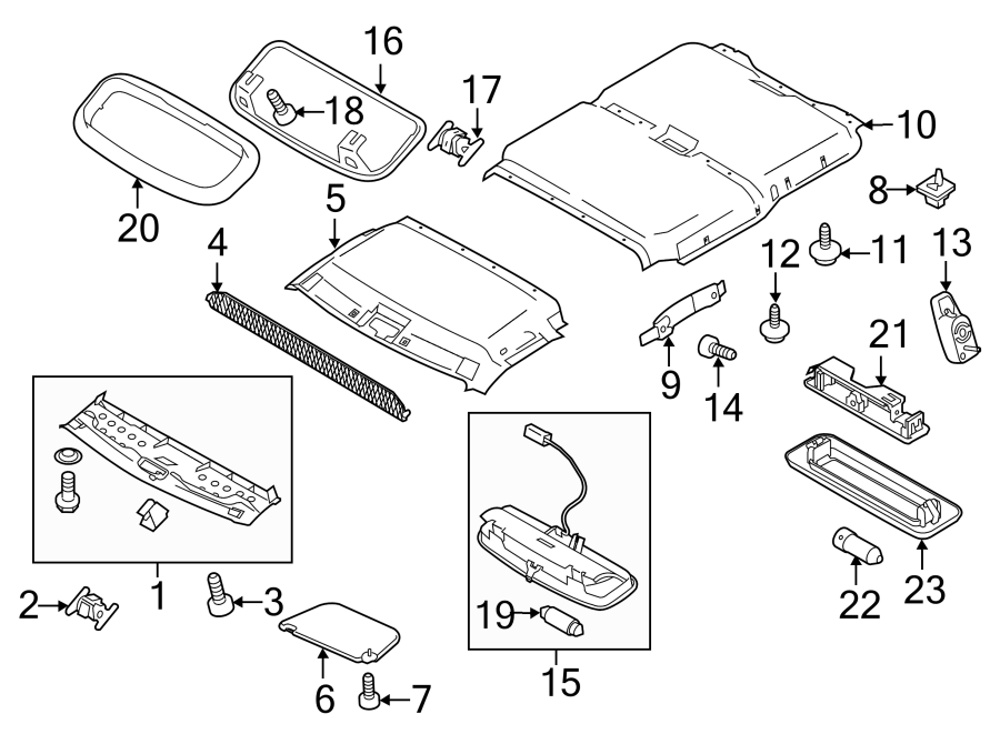 Diagram ROOF. INTERIOR TRIM. for your 2006 Ford F-150 5.4L Triton V8 A/T 4WD FX4 Extended Cab Pickup Stepside 