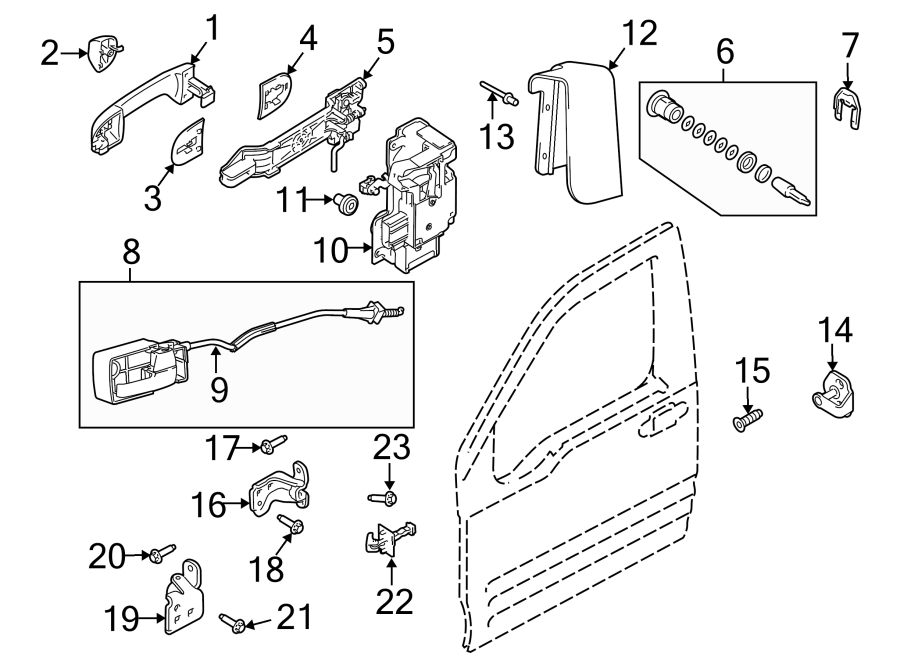 Diagram FRONT DOOR. LOCK & HARDWARE. for your 2019 Lincoln MKZ   