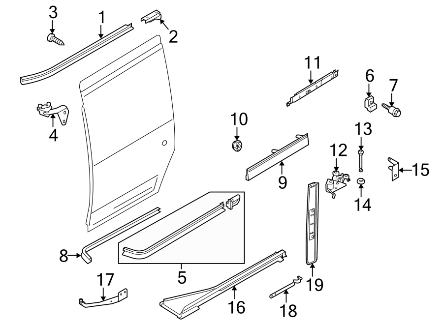 Diagram SIDE LOADING DOOR. DOOR HARDWARE. for your 2011 Lincoln MKZ Base Sedan  