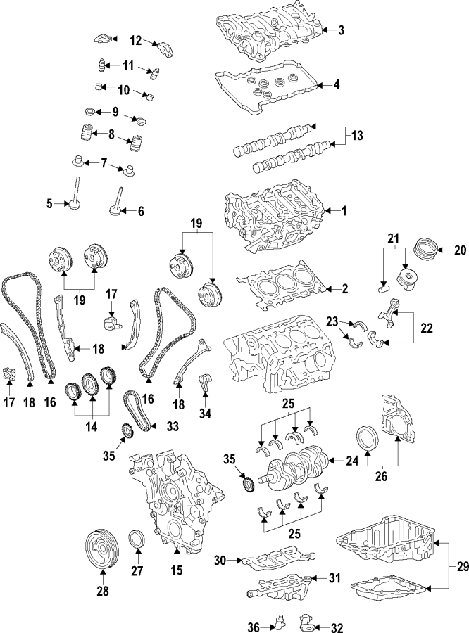 Diagram CAMSHAFT & TIMING. CRANKSHAFT & BEARINGS. CYLINDER HEAD & VALVES. LUBRICATION. MOUNTS. PISTONS. RINGS & BEARINGS. for your 2013 Chevrolet Avalanche Black Diamond LT Crew Cab Pickup Fleetside  