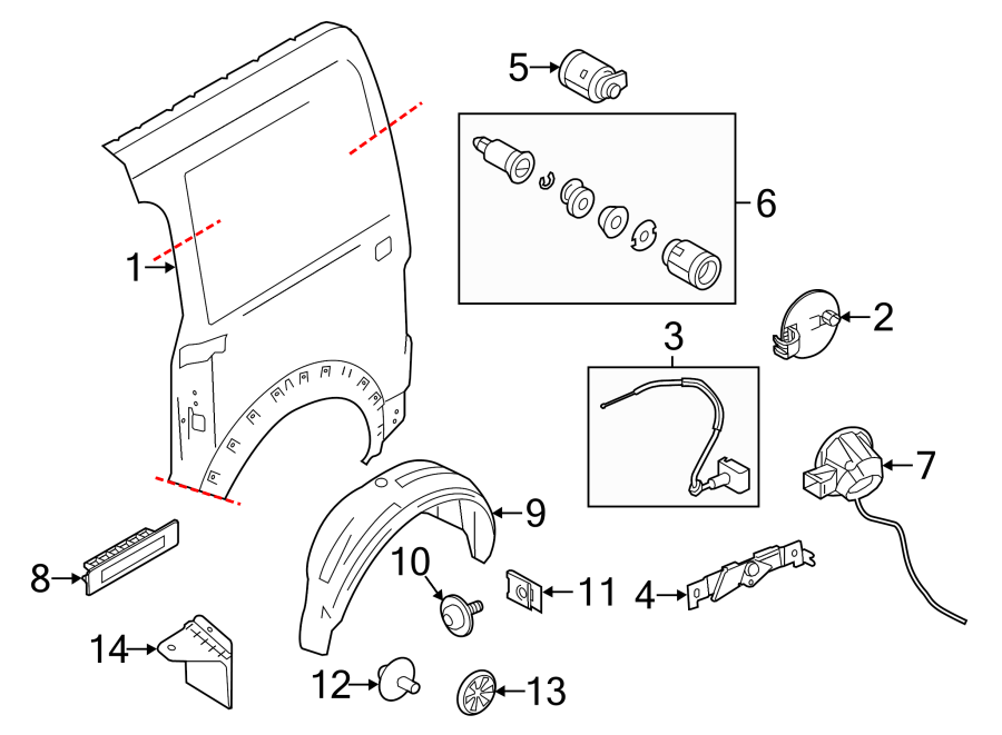 Diagram SIDE PANEL & COMPONENTS. for your 2010 Ford Transit Connect   