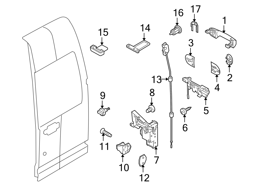 Diagram BACK DOOR. LOCK & HARDWARE. for your 2013 Ford E-350 Super Duty   