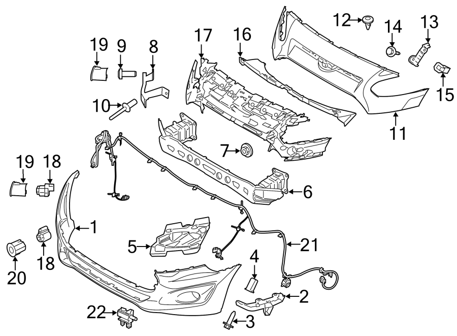 Diagram FRONT BUMPER & GRILLE. BUMPER & COMPONENTS. for your 2020 Ford F-150 5.0L V8 FLEX A/T 4WD Lariat Extended Cab Pickup Fleetside 