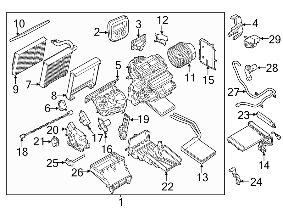 Diagram AIR CONDITIONER & HEATER. FRONT EVAPORATOR. for your 1999 Ford Expedition   