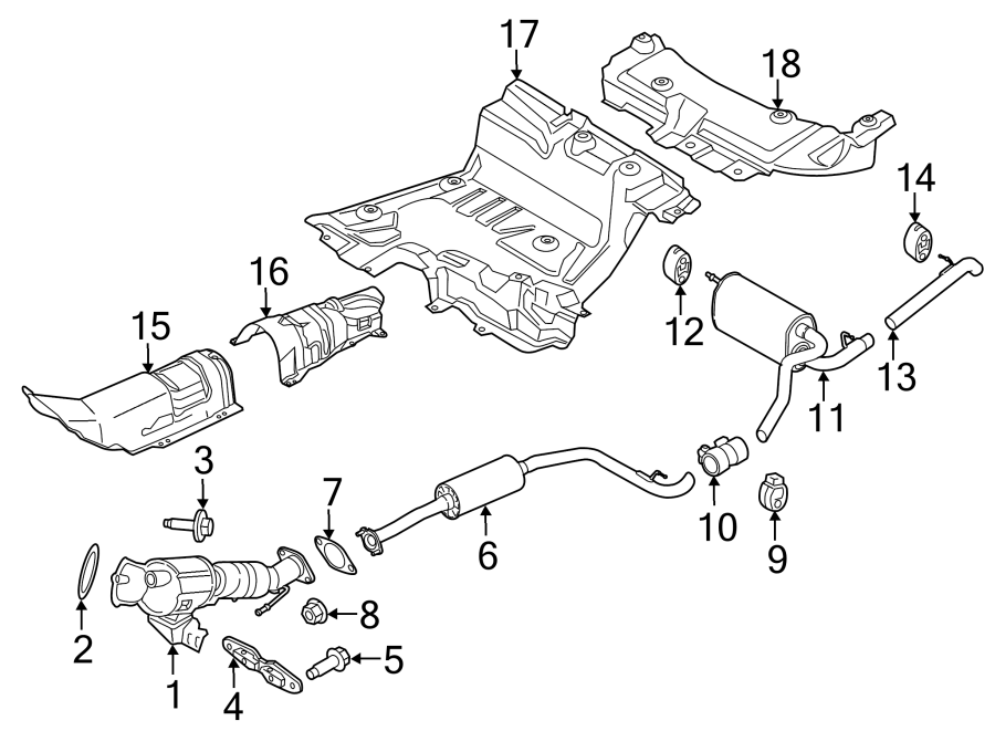 Diagram EXHAUST SYSTEM. EXHAUST COMPONENTS. for your 2017 Lincoln MKZ Reserve Hybrid Sedan  