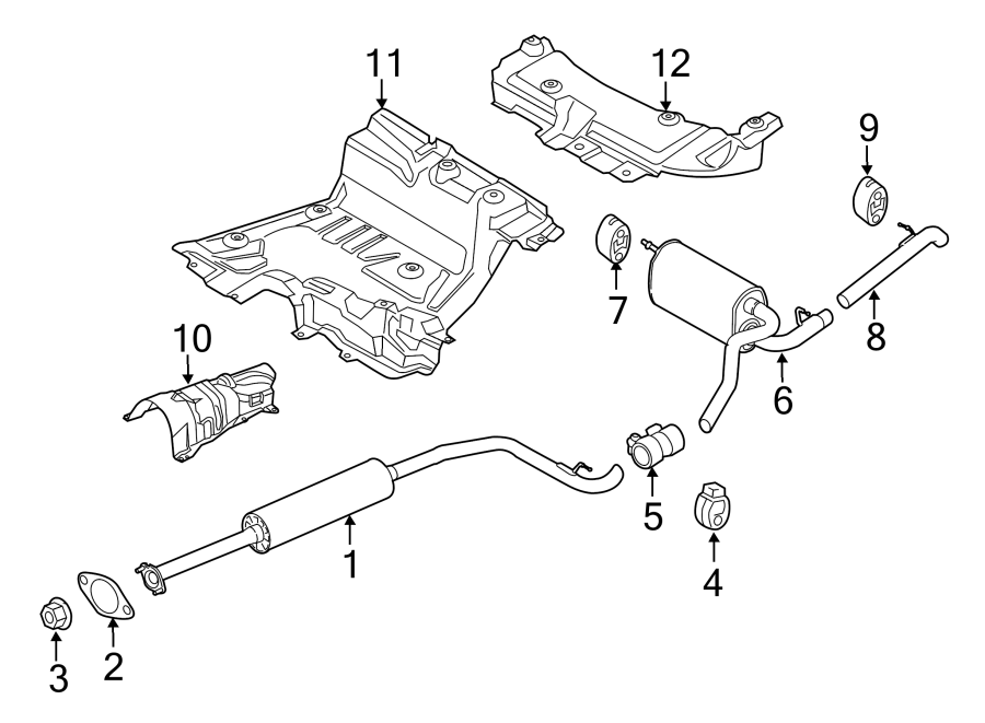 Diagram EXHAUST SYSTEM. EXHAUST COMPONENTS. for your 2017 Lincoln MKZ Premiere Hybrid Sedan  