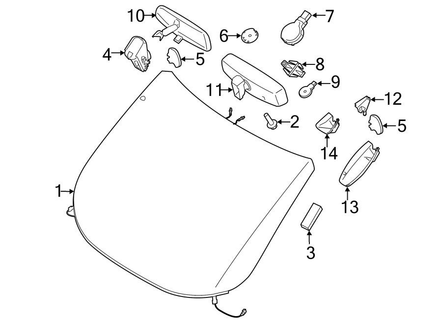 Diagram WINDSHIELD GLASS. for your 2012 Ford Escape   