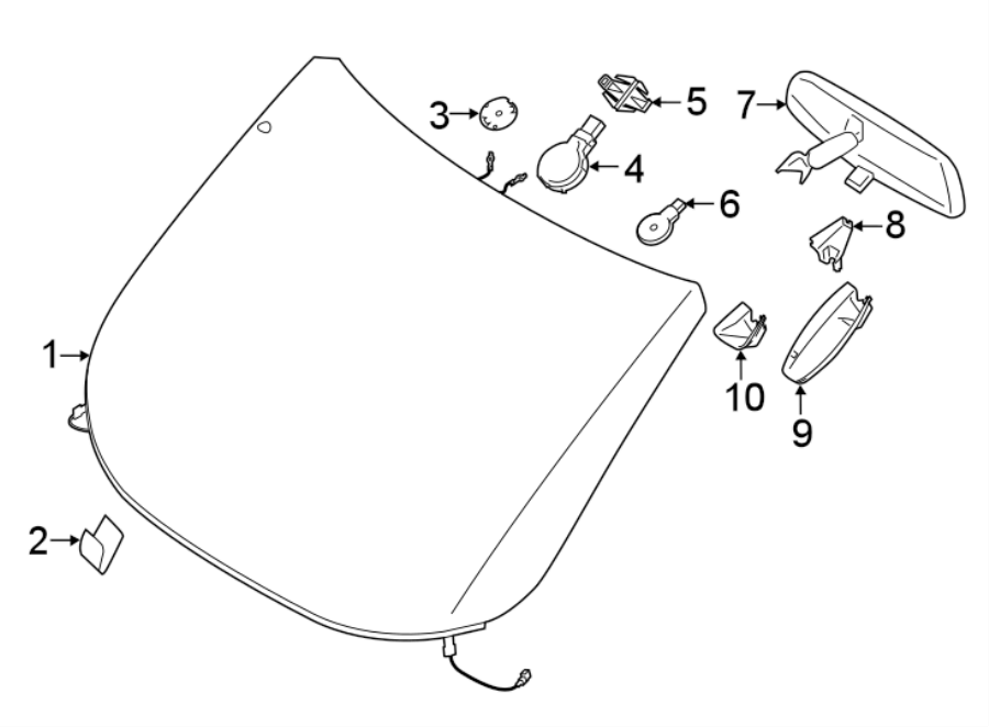 Diagram WINDSHIELD GLASS. for your 2012 Ford Escape   