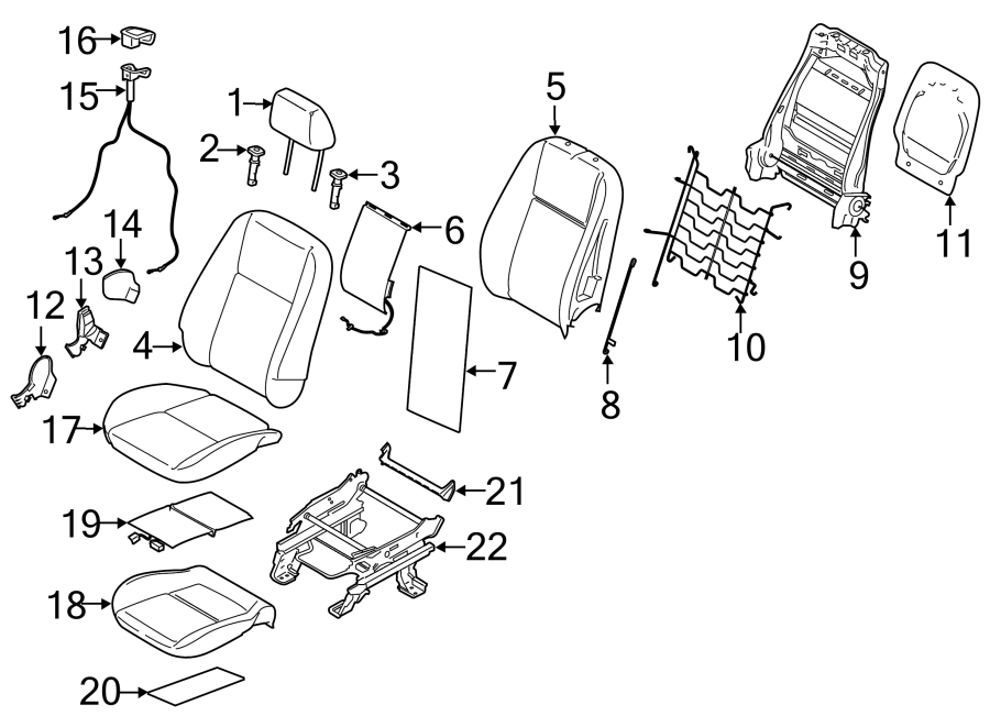 Diagram SEATS & TRACKS. FRONT SEAT COMPONENTS. for your 1999 Ford Expedition   