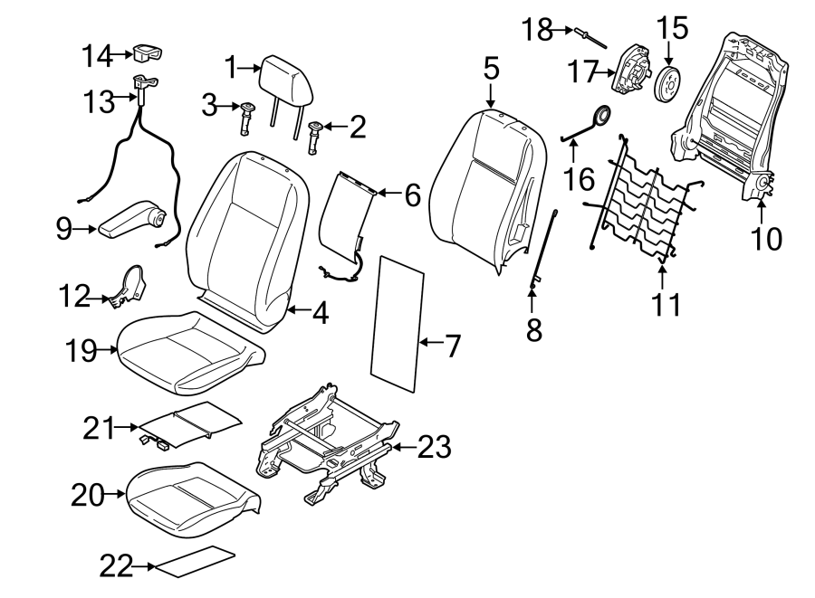 Diagram SEATS & TRACKS. FRONT SEAT COMPONENTS. for your 1999 Ford Expedition   