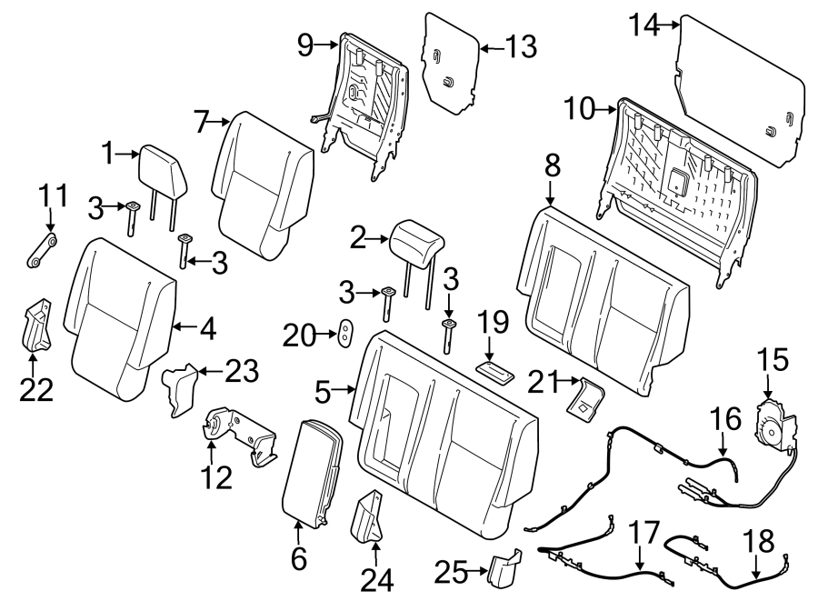 Diagram SEATS & TRACKS. SECOND ROW SEATS. for your 2015 Ford Expedition   