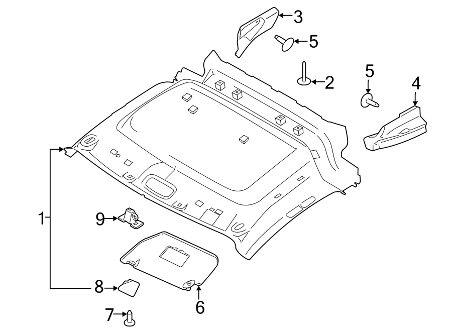 Diagram Roof. Interior trim. for your 2019 Ford F-150 2.7L EcoBoost V6 A/T RWD Lariat Crew Cab Pickup Fleetside 