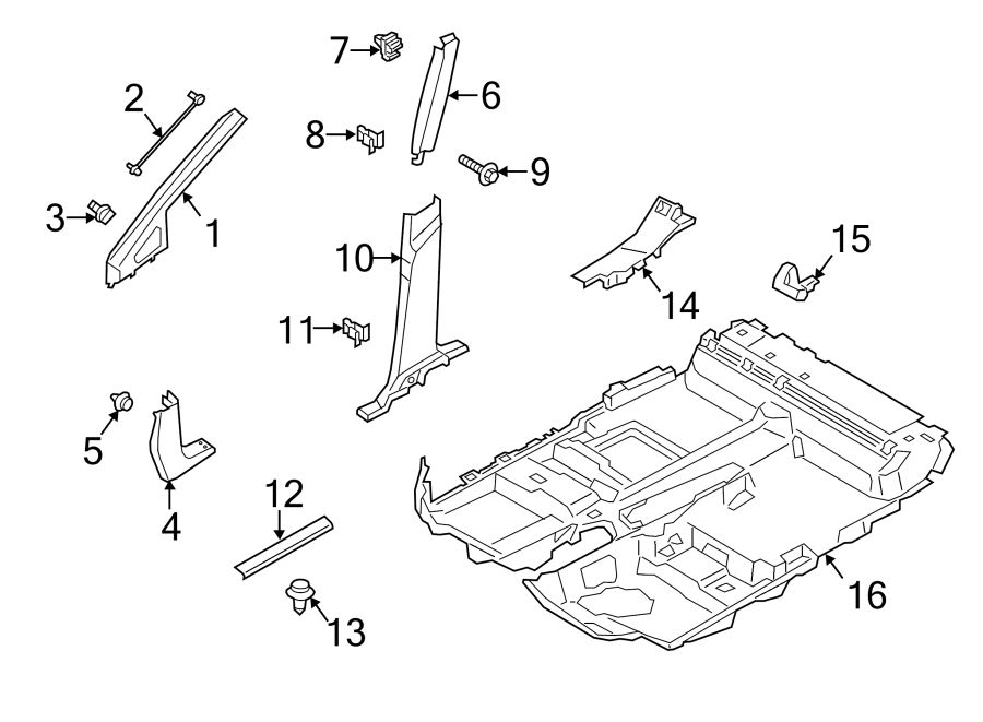 Diagram PILLARS. ROCKER & FLOOR. INTERIOR TRIM. for your Lincoln MKZ  