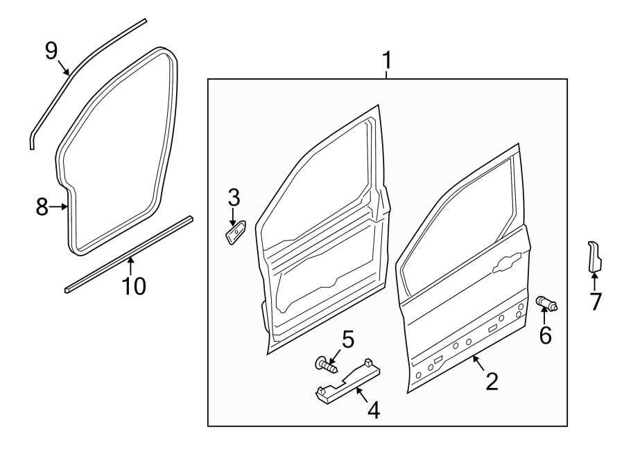 Diagram FRONT DOOR. DOOR & COMPONENTS. for your 2013 Ford F-150   