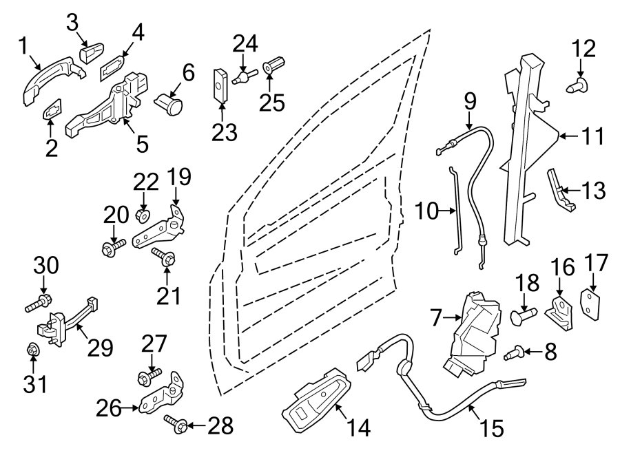 Diagram FRONT DOOR. LOCK & HARDWARE. for your 2021 Ford F-150  Platinum Crew Cab Pickup Fleetside 